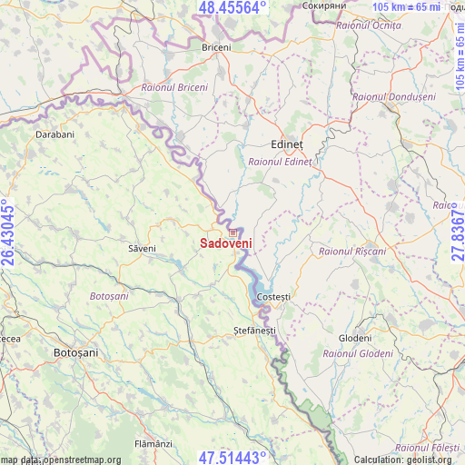 Sadoveni on map