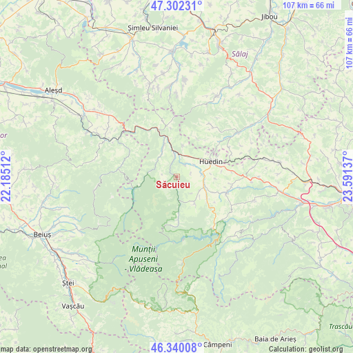 Săcuieu on map