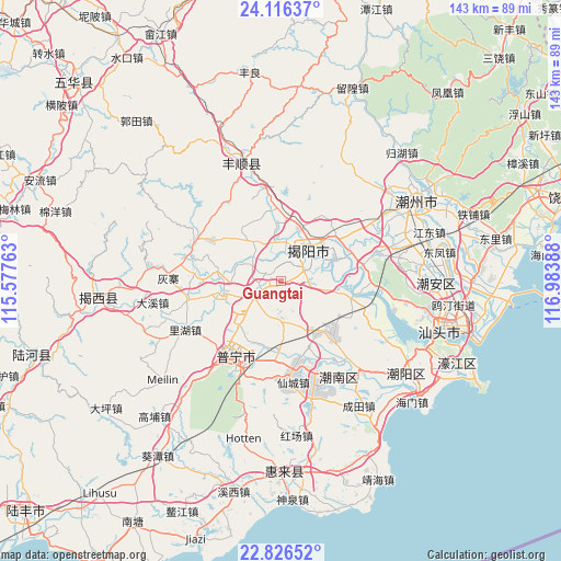 Guangtai on map