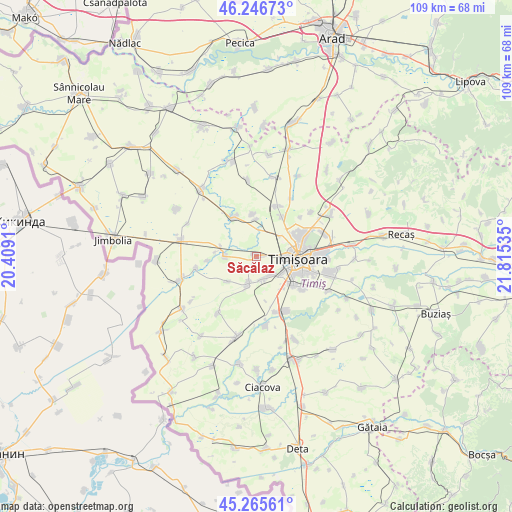 Săcălaz on map