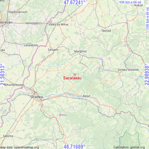 Sacalasău on map