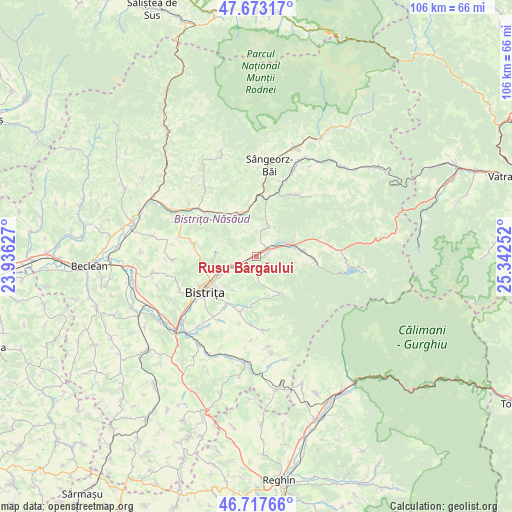 Rusu Bârgăului on map