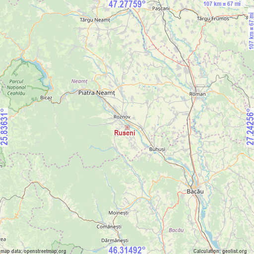 Ruseni on map