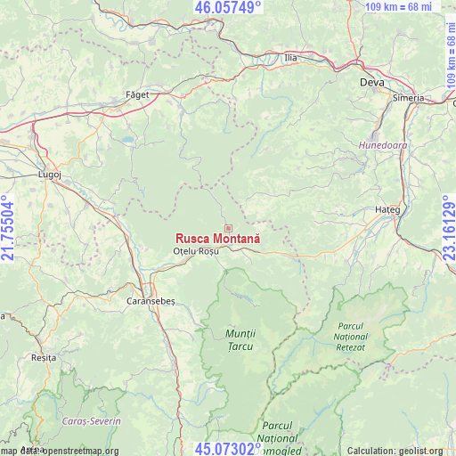 Rusca Montană on map