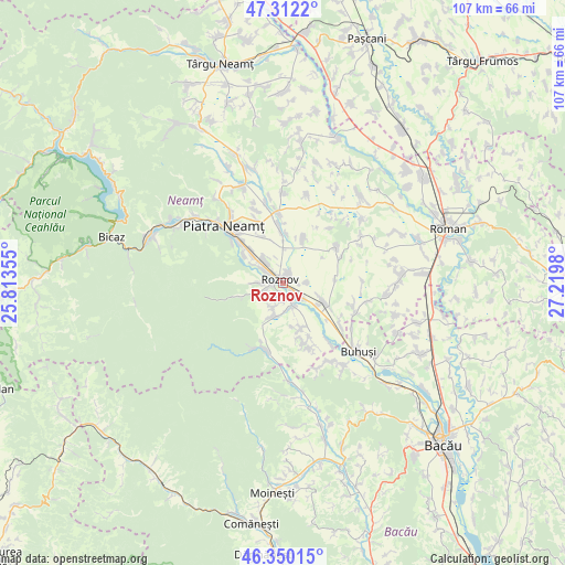 Roznov on map