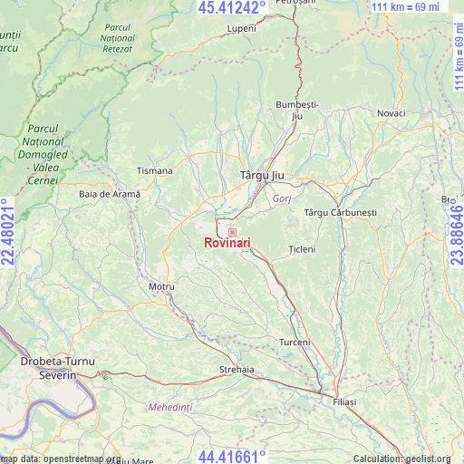 Rovinari on map