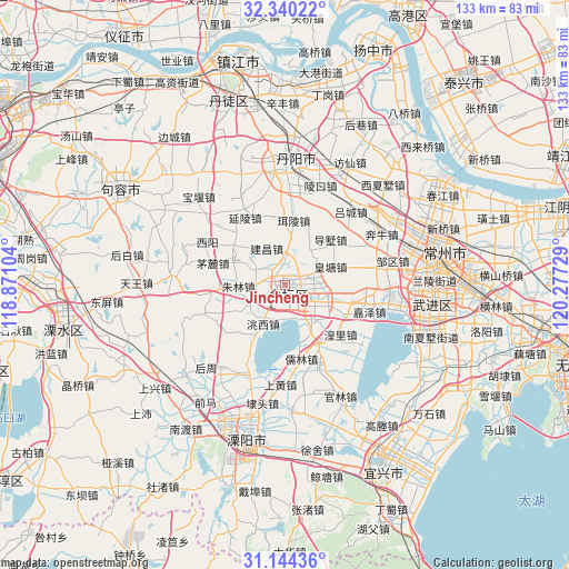 Jincheng on map