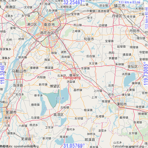 Yongyang on map