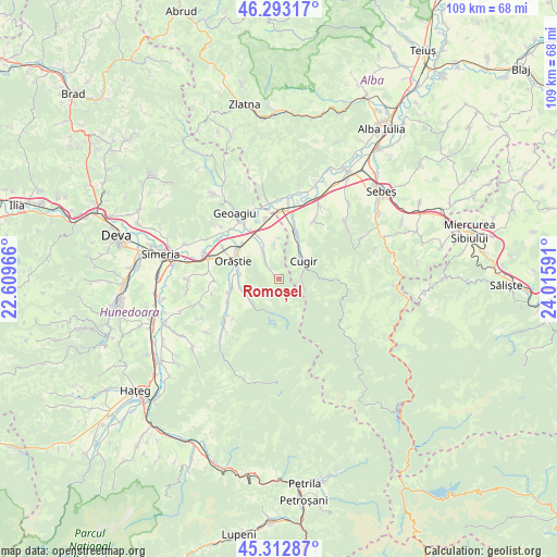 Romoșel on map