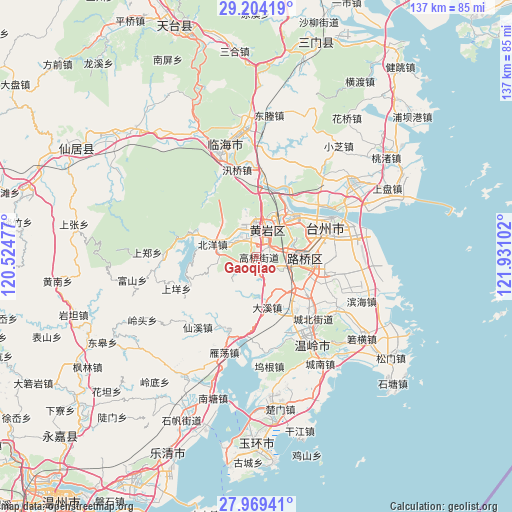 Gaoqiao on map