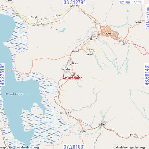Āz̄arshahr on map