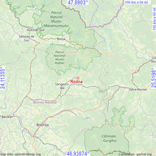 Rodna on map