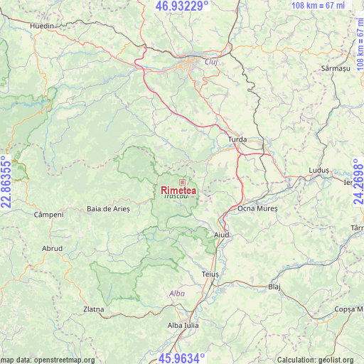 Rimetea on map