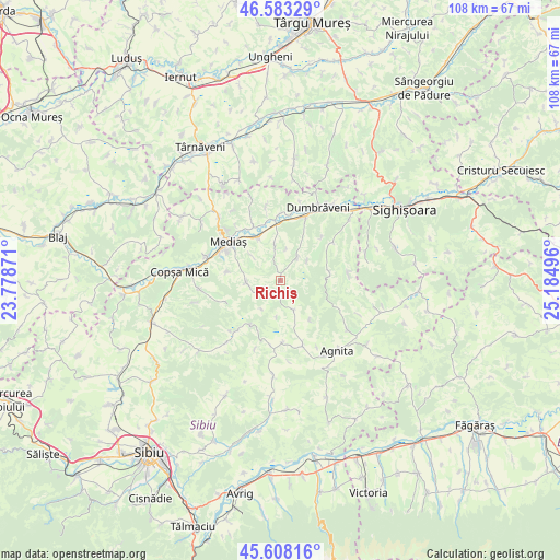 Richiș on map