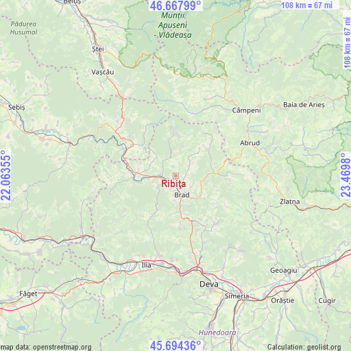 Ribiţa on map