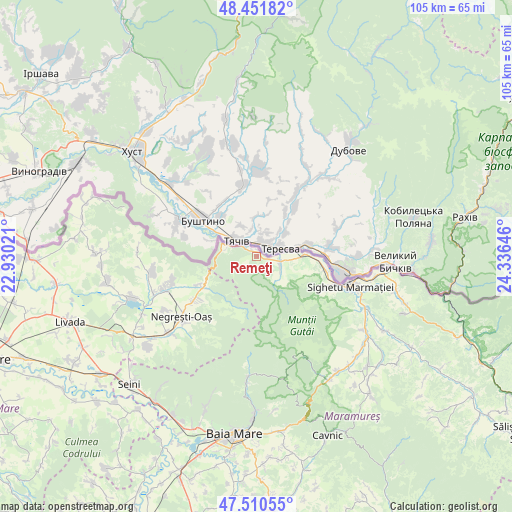 Remeţi on map