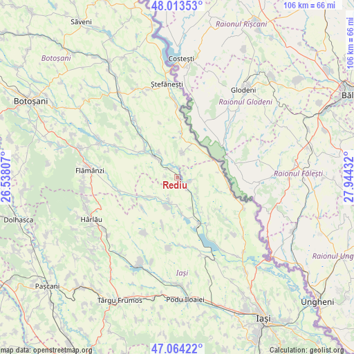 Rediu on map