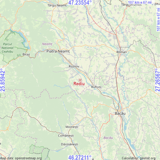 Rediu on map