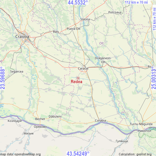 Redea on map