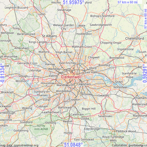 Clerkenwell on map