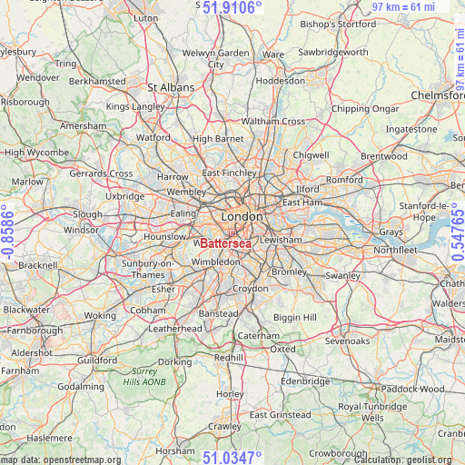 Battersea on map