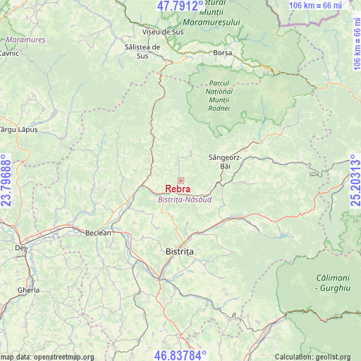 Rebra on map