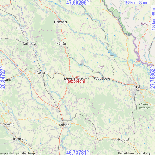 Războieni on map