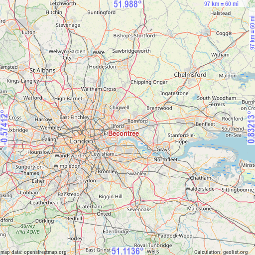 Becontree on map