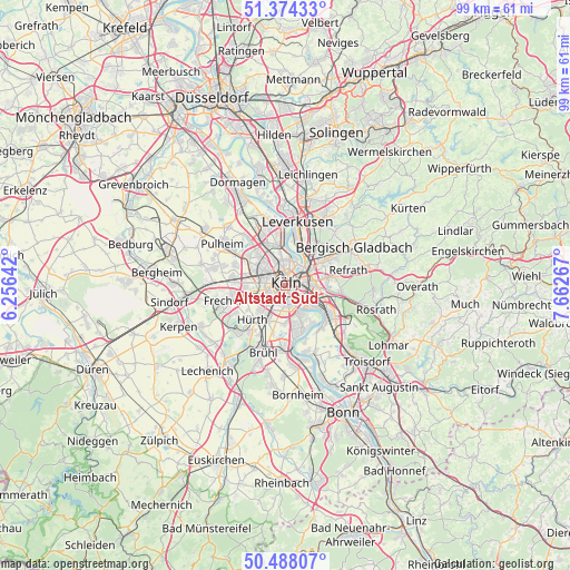 Altstadt Sud on map