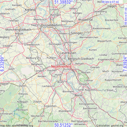 Neuehrenfeld on map