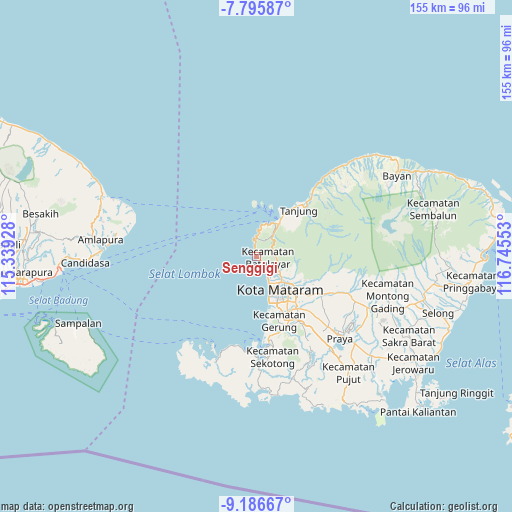 Senggigi on map