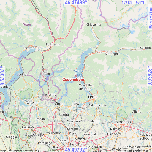 Cadenabbia on map