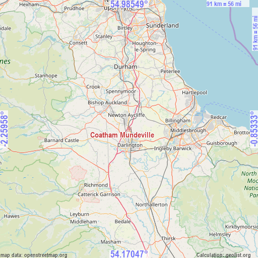 Coatham Mundeville on map