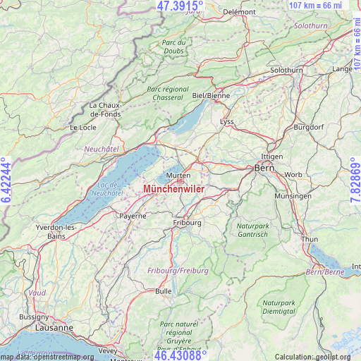 Münchenwiler on map