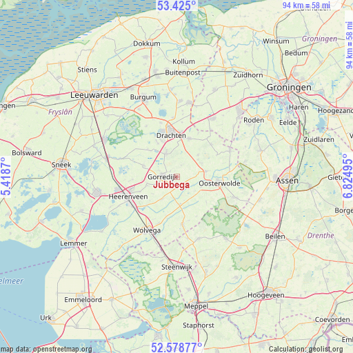 Jubbega on map