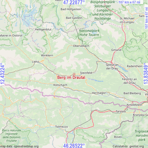 Berg im Drautal on map