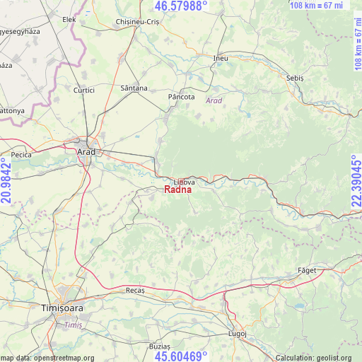 Radna on map