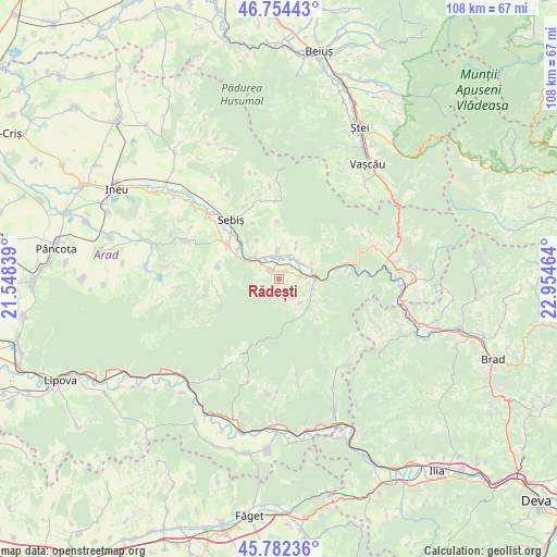 Rădești on map