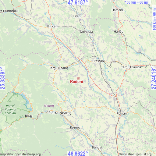 Rădeni on map