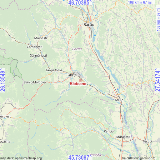 Rădeana on map