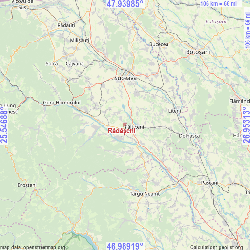 Rădăşeni on map