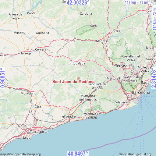Sant Joan de Mediona on map