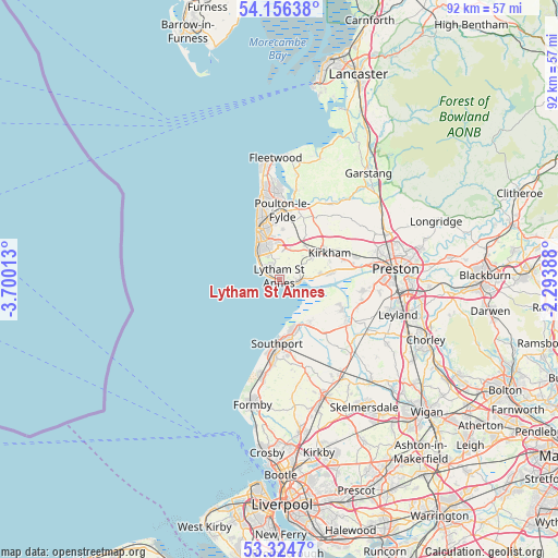 Lytham St Annes on map