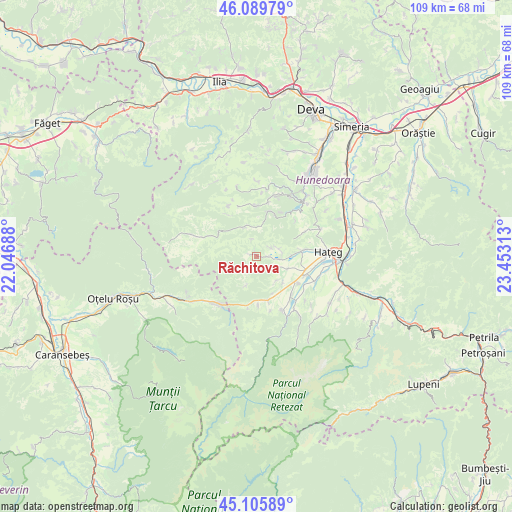 Răchitova on map