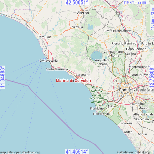 Marina di Cerveteri on map