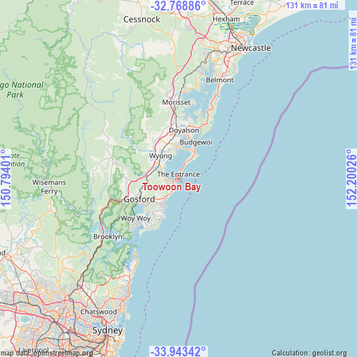 Toowoon Bay on map