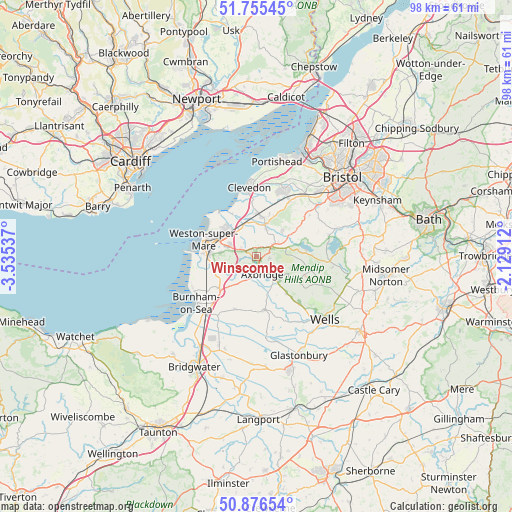 Winscombe on map