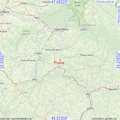 Prislop on map