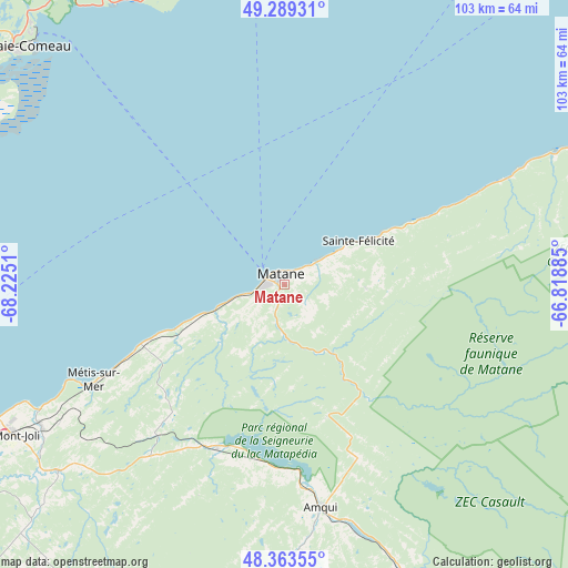 Matane on map