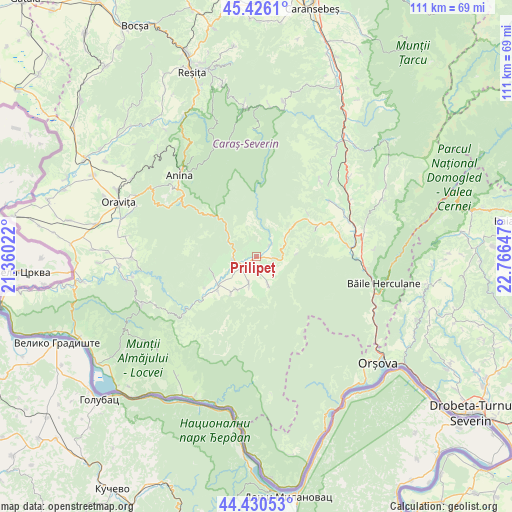 Prilipeț on map